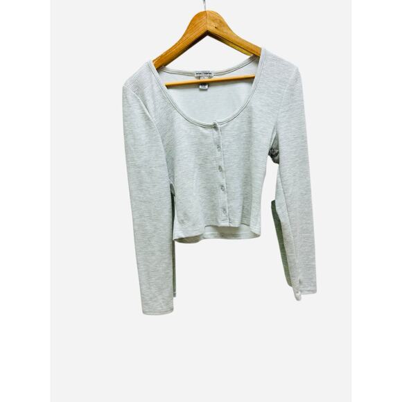 Better Together Waffle Knit Button Crop Top Size Large NWT Long Sleeve - Picture 8 of 8